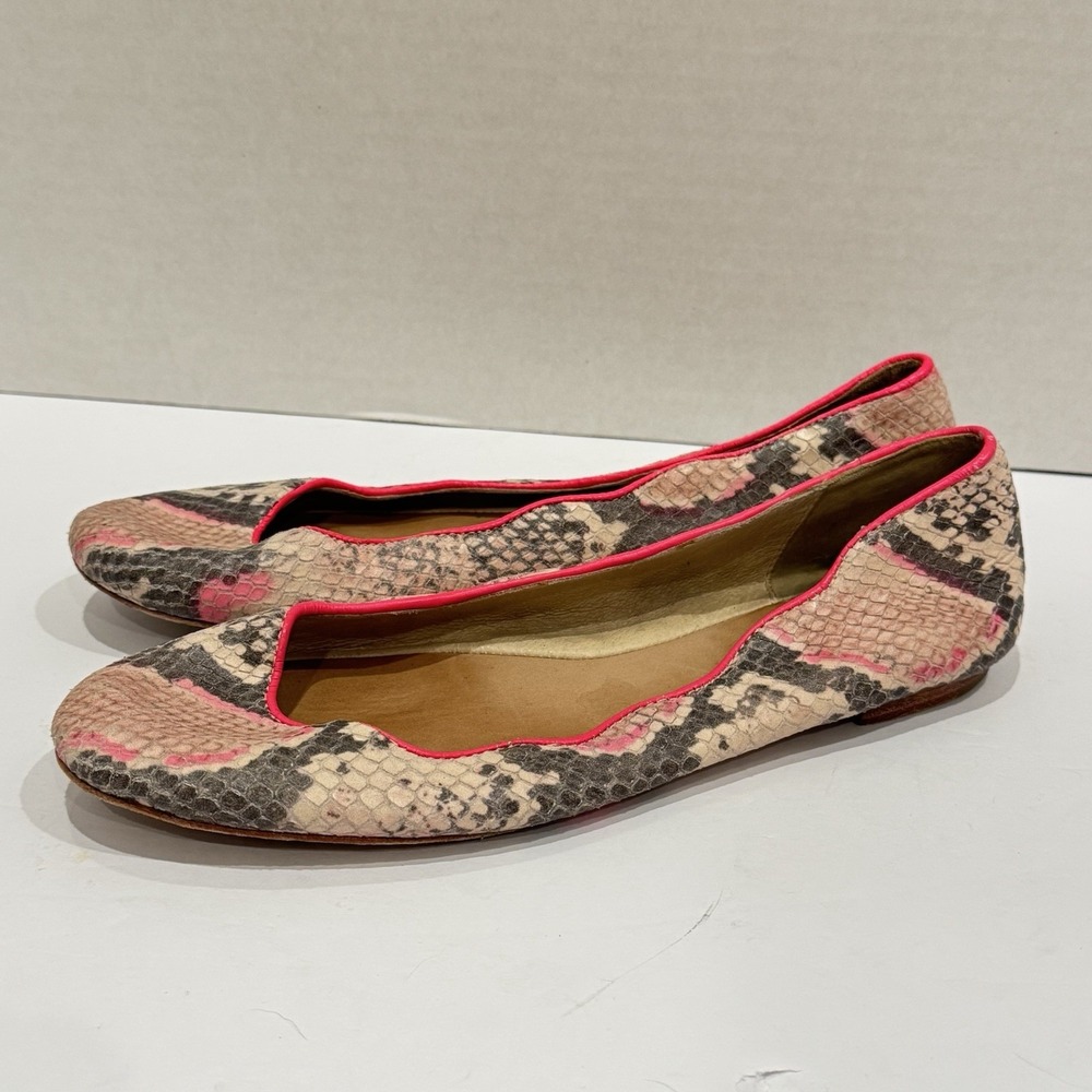 JUICY COUTURE JAILYN SNAKE PRINT LEATHER Ballet Flats shoes Y2K 2000s Style Sz 6